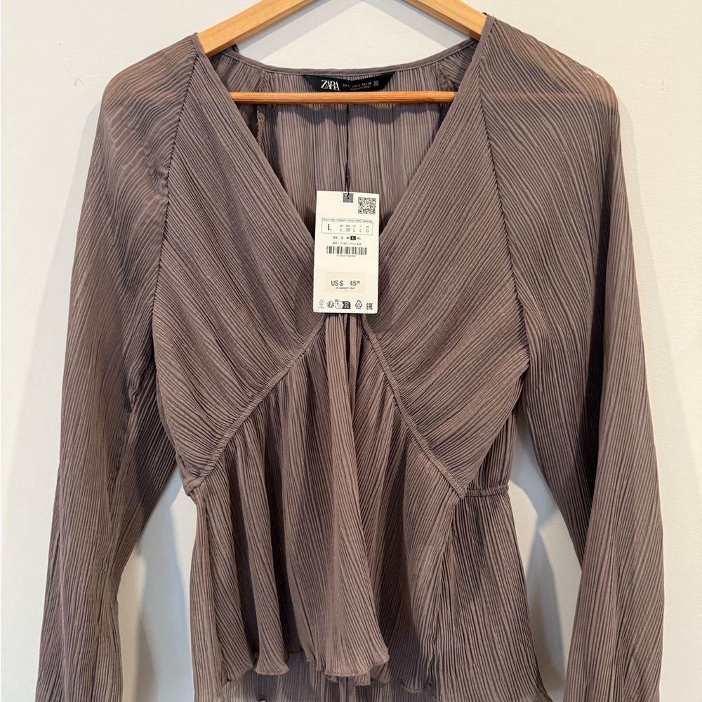 Zara Women's Elegant Taupe Blouse